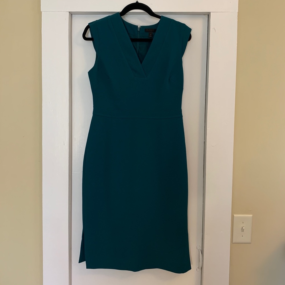 Green J.Crew Crepe Career Dress 8